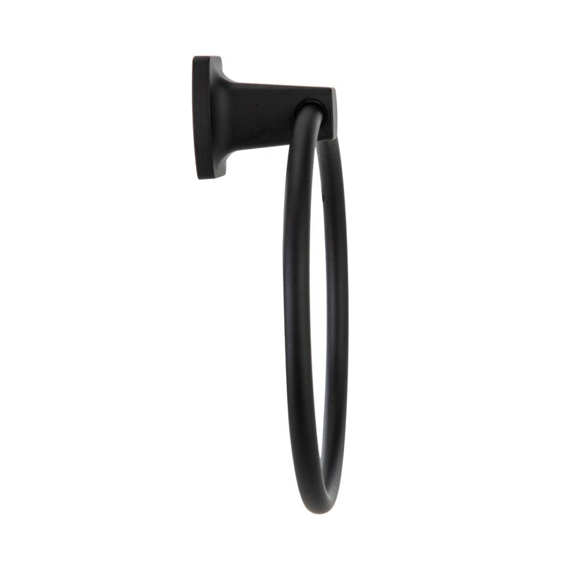 Mainstays Square Wall Mount Towel Ring - Matte Black, 7.1 Inch Bathroom Accessory