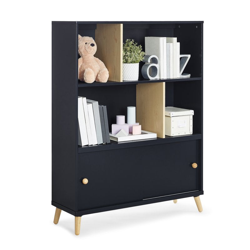 Essex Storage Bookcase - Greenguard Gold Certified, Ebony Black & Natural