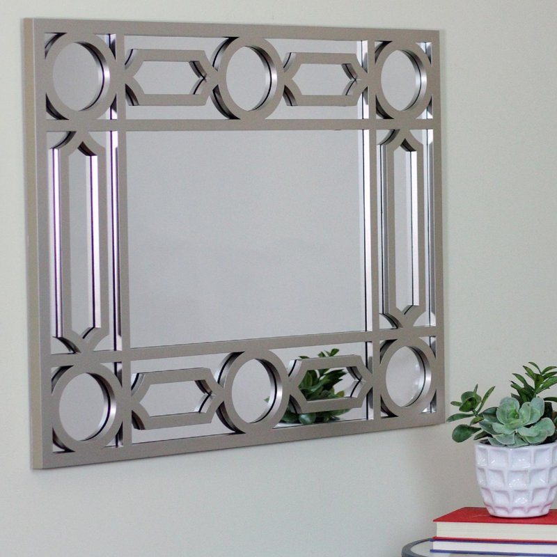 Gray Geometric Wall Mirror - Rectangular Frame, Indoor Decor