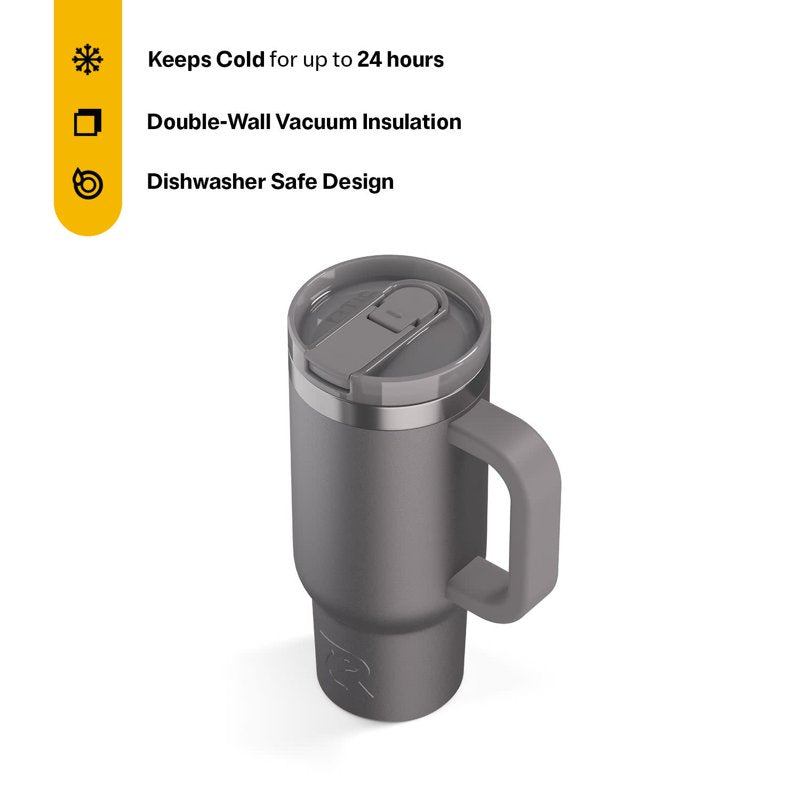 16 oz Ceramic Lined Road Trip Tumbler with Handle - Graphite