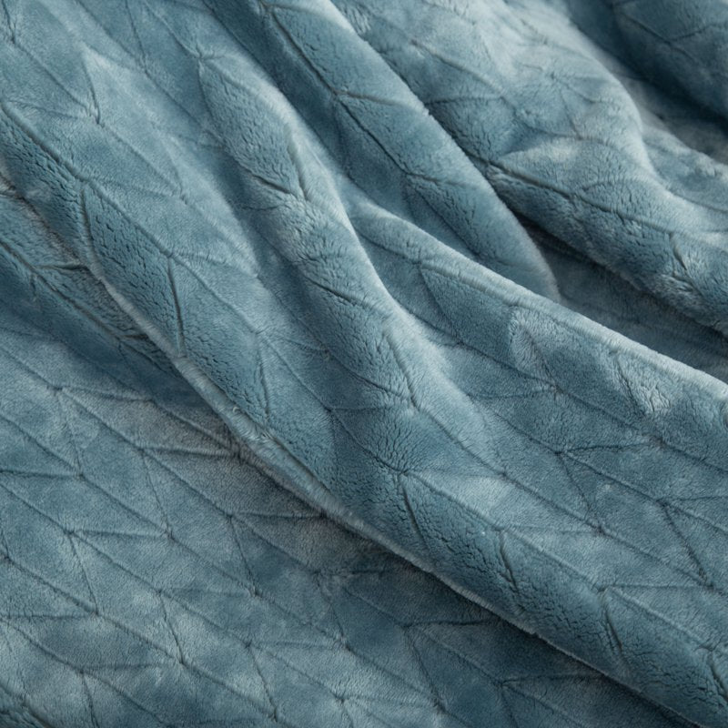 Oversized Velvet Plush Fleece Throw Blanket - Textured Nimbus Blue 50x72