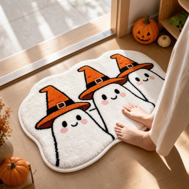 Halloween Ghost Doormat with Grip-Enhanced Indoor Floor Mat – Ghost Bath Mat Variation of THIS listing
