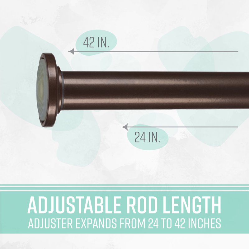 24-42 Inch Adjustable Steel Shower Curtain Tension Rod - Oil Rubbed Bronze, Variation of 24-42 Bronze