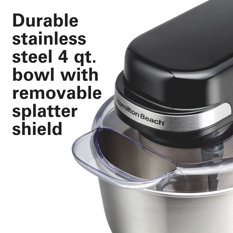 Stand Mixer 4 Quart with 7 Speeds, Tilt-Head & Attachments - Black