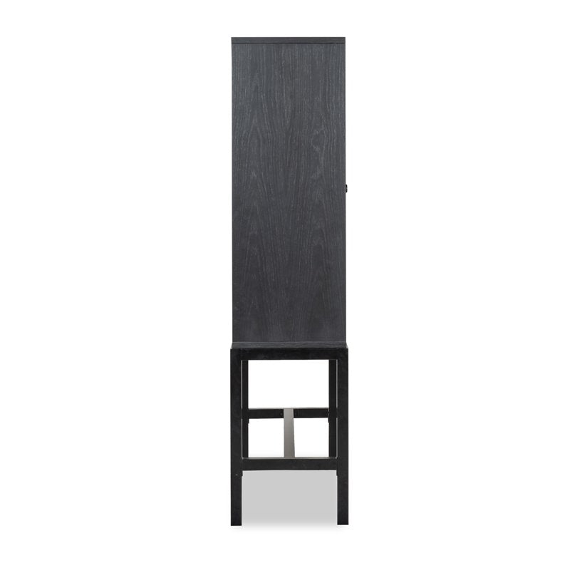 Ezra China Cabinet - Rich Black Finish with Glass Doors