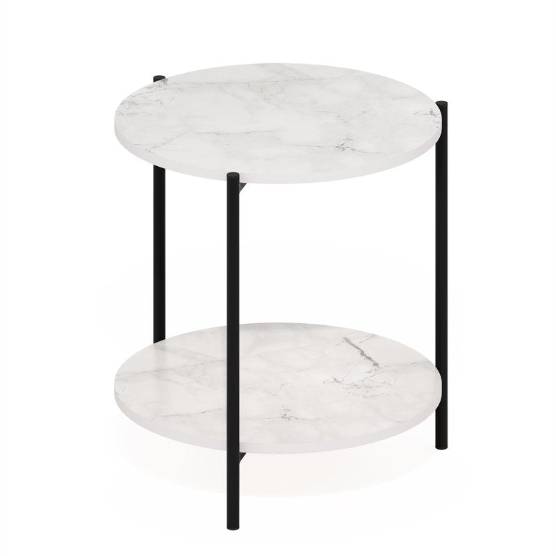 Modern Round 2-Tier Side End Table with Sturdy Metal Legs
