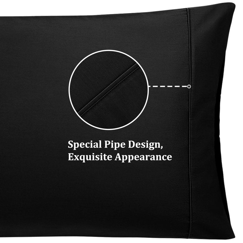 Black Body Pillow Cover 20x55 Zipper Closure Cotton Sleep Pillowcase