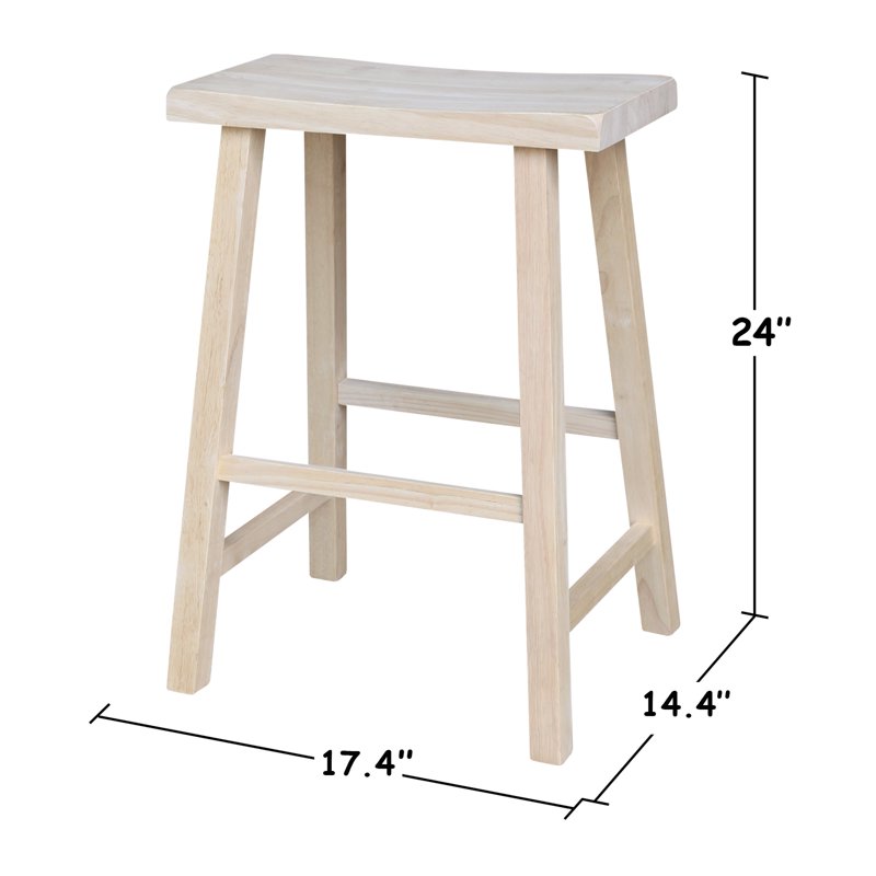 24-Inch Unfinished Wood Saddle Stool for Kitchen & Dining