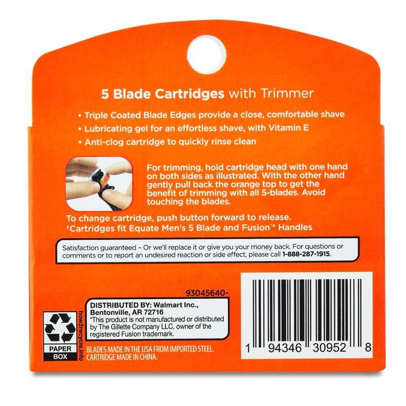 5-Blade Men's Razor Cartridge Refills with Precision Trimmer