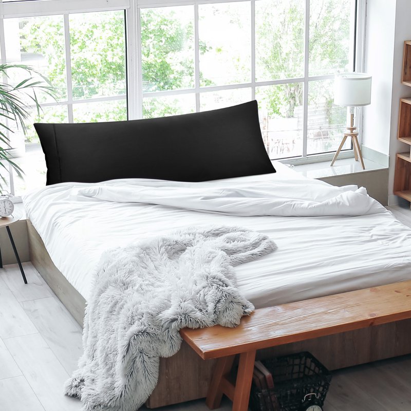 Black Body Pillow Cover 20x55 Zipper Closure Cotton Sleep Pillowcase