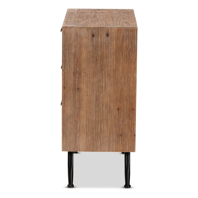 Mid-Century Modern 3-Drawer Storage Cabinet - Whitewashed Natural Brown