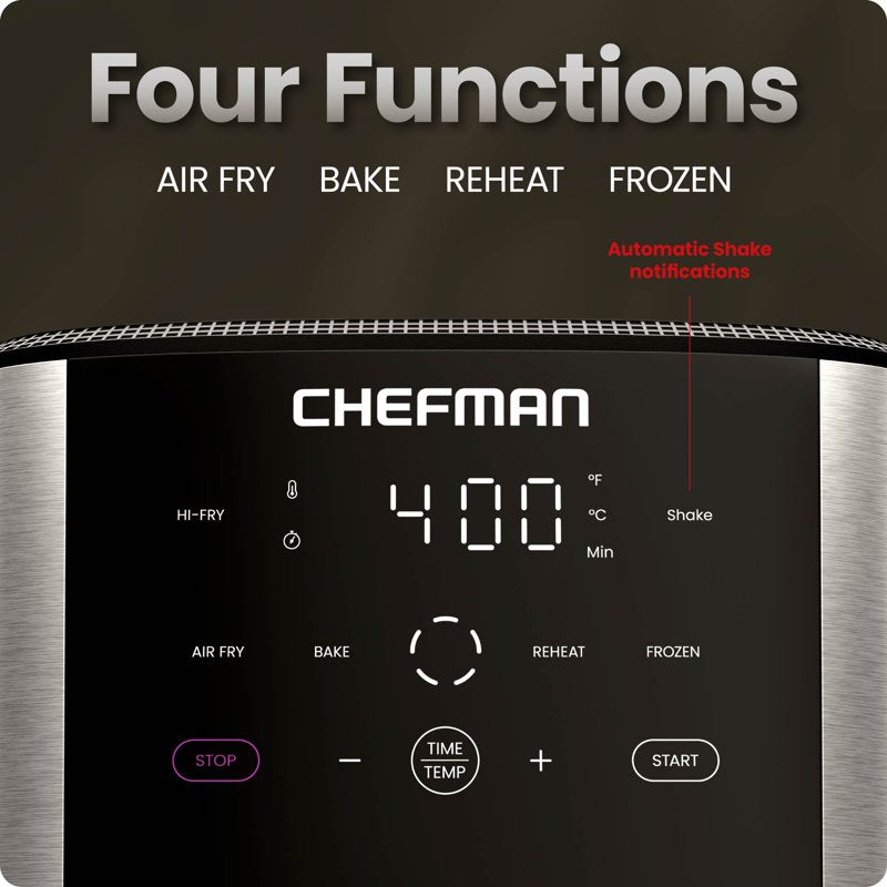6 Quart Stainless Steel Air Fryer with Touch Controls & 4 Cooking Functions