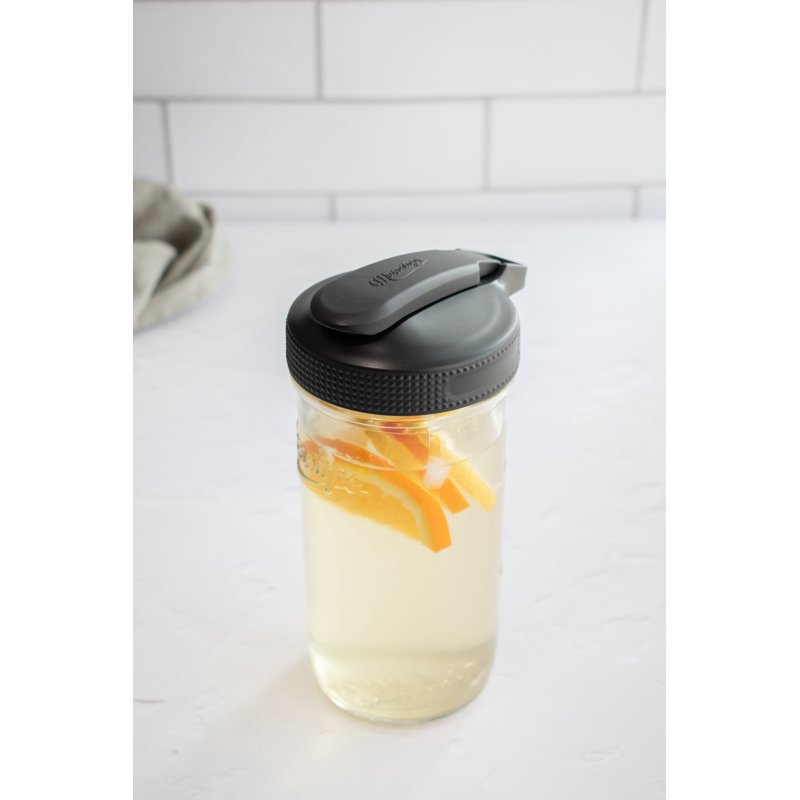 Wide Mouth Mason Jar Lids with Flip Top Pour Spout - 4 Pack