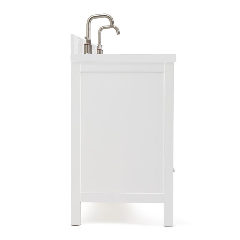 Ariel Cambridge 73-Inch Double Sink Vanity with White Quartz Countertop - White Variation