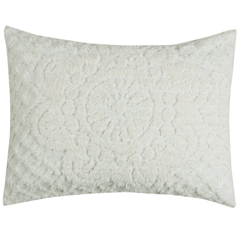 Queen Bedspread Set - Ivory 3-Piece Chenille Bedding Comforter & Shams