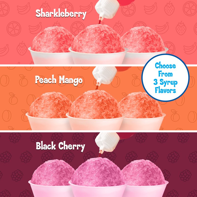 Kool-Aid Snow Cone Syrup Party Kit - Sharkleberry, Peach Mango, Black Cherry