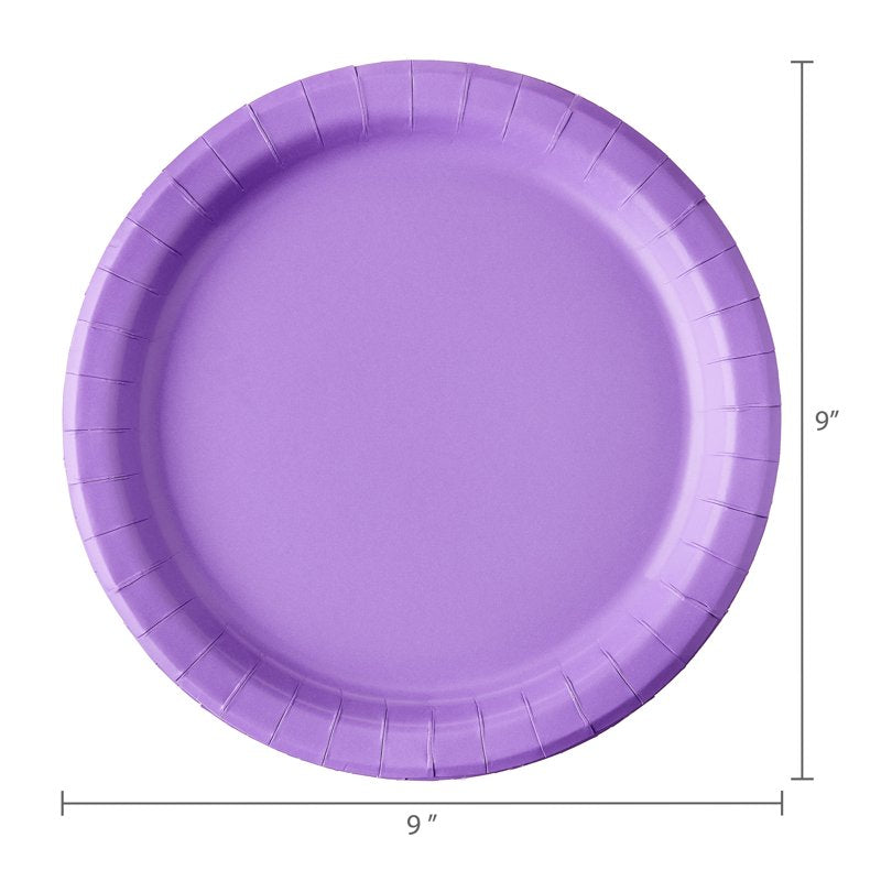 Disposable Purple Paper Plates 9-Inch, Pack of 20 | Party & Event Tableware