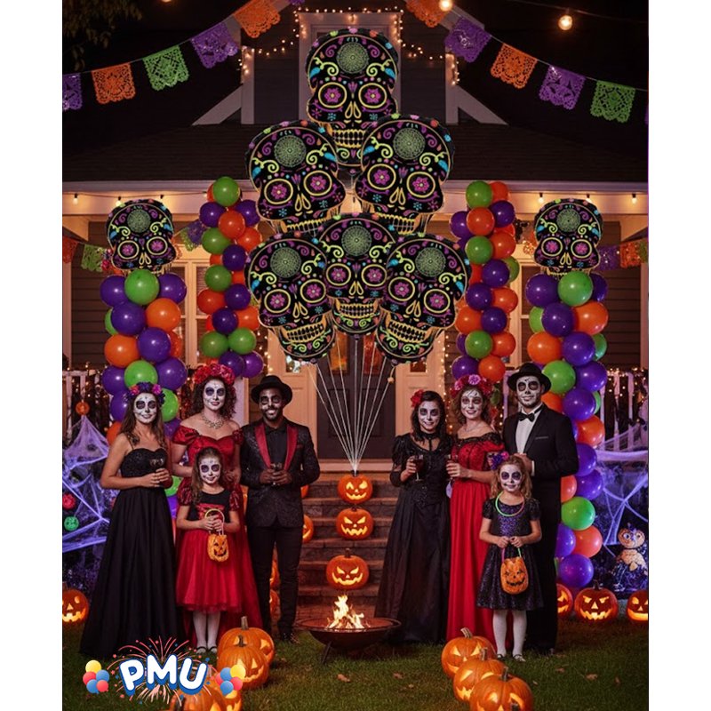 Black Day of the Dead Shape-A-Loon 22 Inch Mylar Balloon - Pack of 1