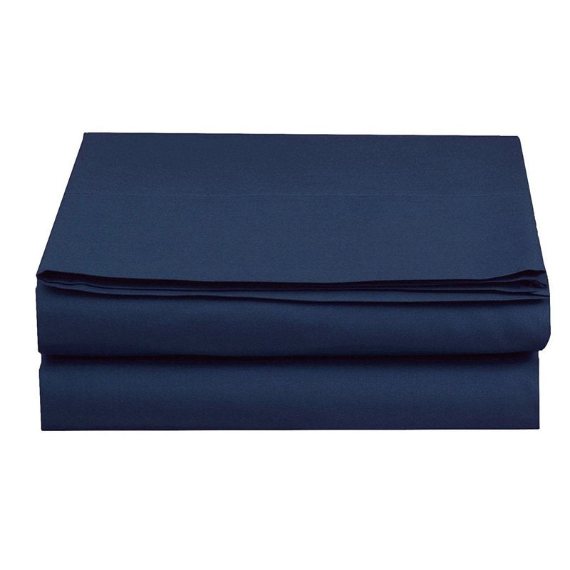 1500 Thread Count Queen Flat Sheet Navy Blue - Soft & Durable Bed Linen