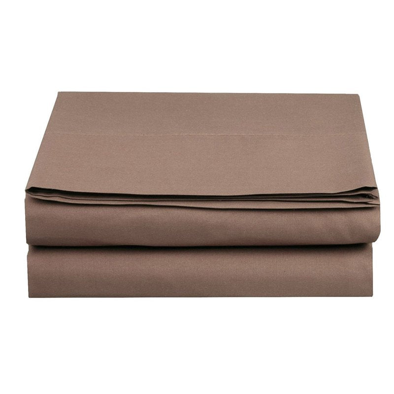 1500 Thread Count Queen Flat Sheet - Taupe - Durable Microfiber Bedding