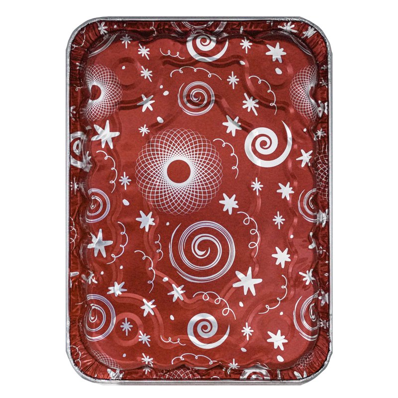 Aluminum Red Cake Pan with Lids - 13" x 9" (2 Pack)