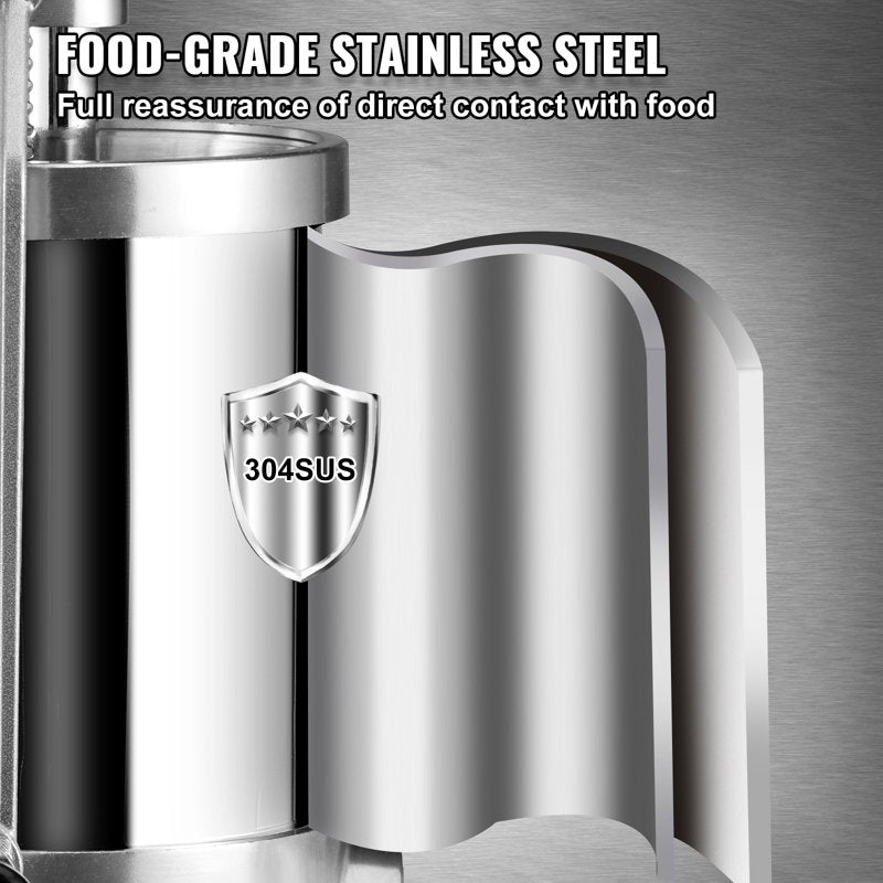 Stainless Steel Vertical Sausage Stuffer - 1.5L Manual Meat Filler