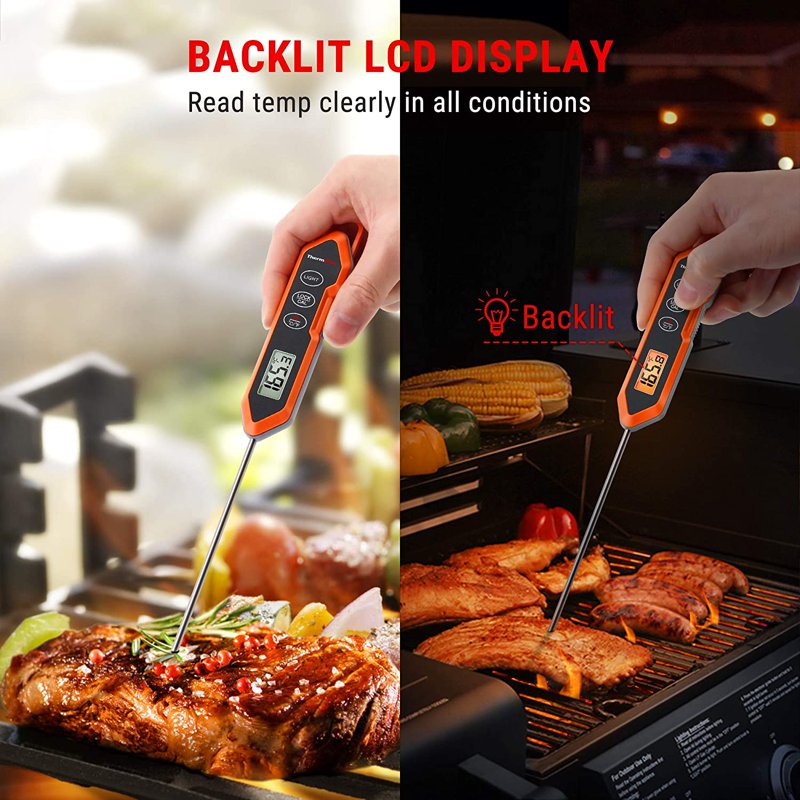 Instant Read Waterproof Cooking Thermometer - Orange