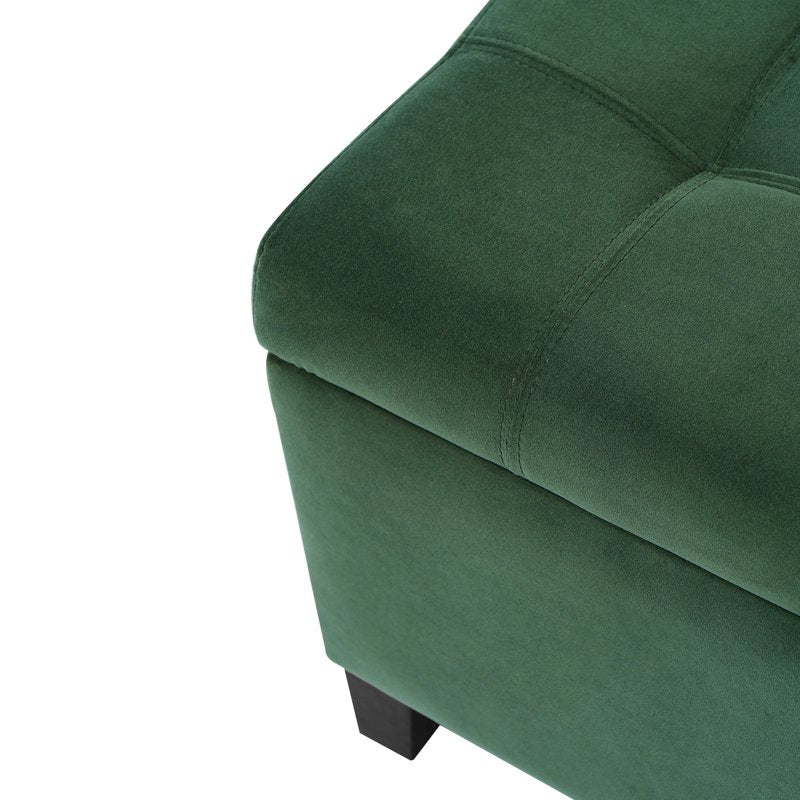 51" Fabric Storage Ottoman Bench with Hidden Storage - Retro Green