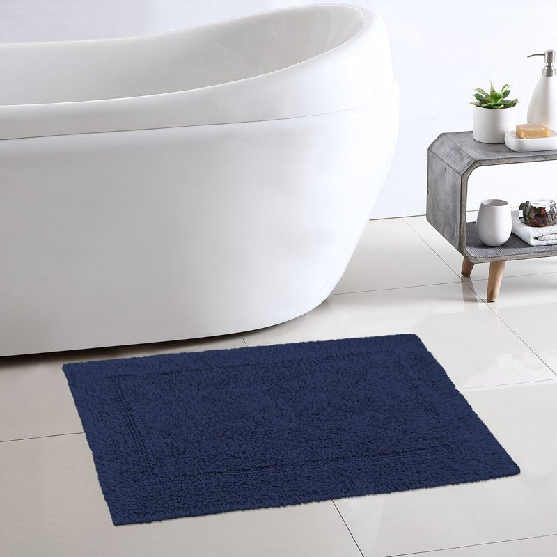 Better Homes & Gardens Reversible Cotton Bath Rug - Blue Admiral 17x24 Inches