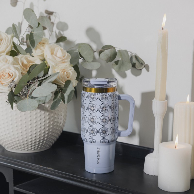 32 oz Stainless Steel Tumbler with Handle & Dual Straw Lid - Blue Star