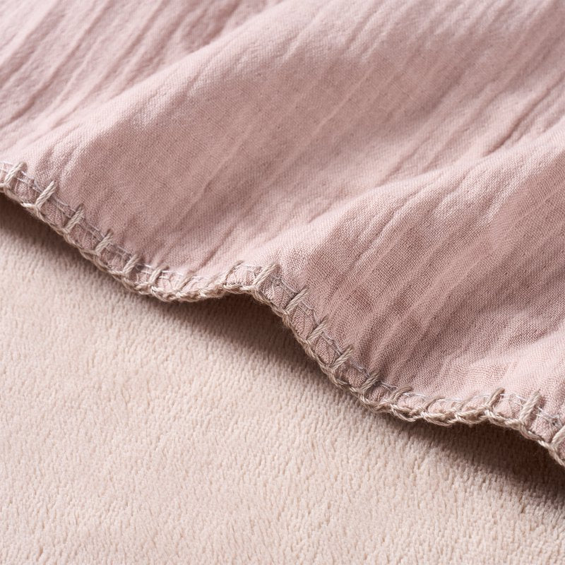 King Muslin Flannel Bed Blanket - Taupe, Reversible Lightweight Bedding