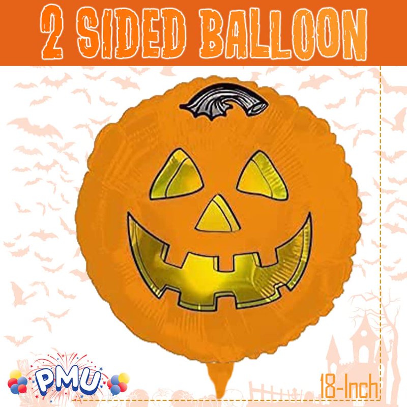 Halloween Pumpkin Mylar Balloon - 18 Inch Foil Balloon for Parties - Pumpkin Fun Variation