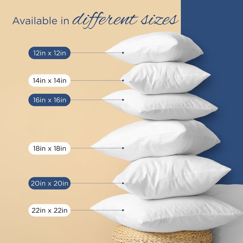 Decorative White Pillow Insert 20x20 - Soft & Supportive, Set of 2