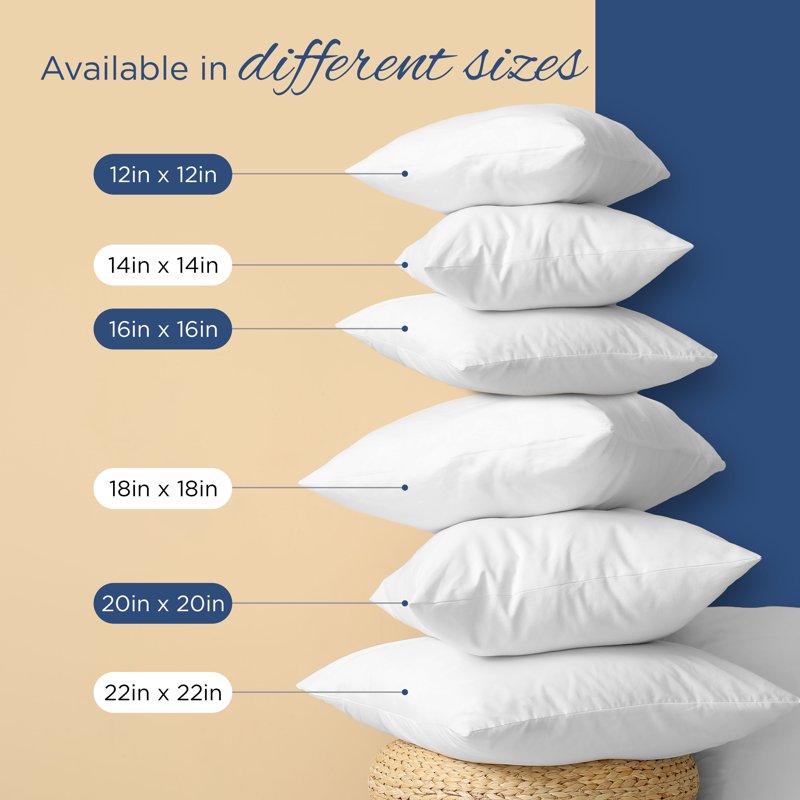 Decorative White Pillow Insert 12x12 - Soft & Supportive Home Decor