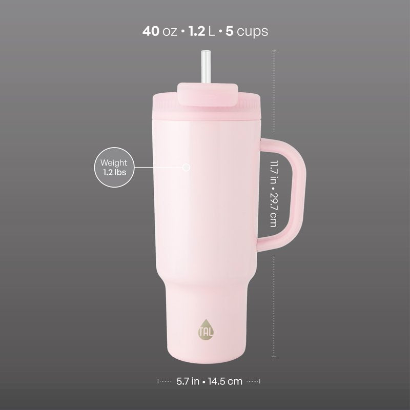 40oz Stainless Steel Hudson Tumbler with Straw - Light Pink Shimmer