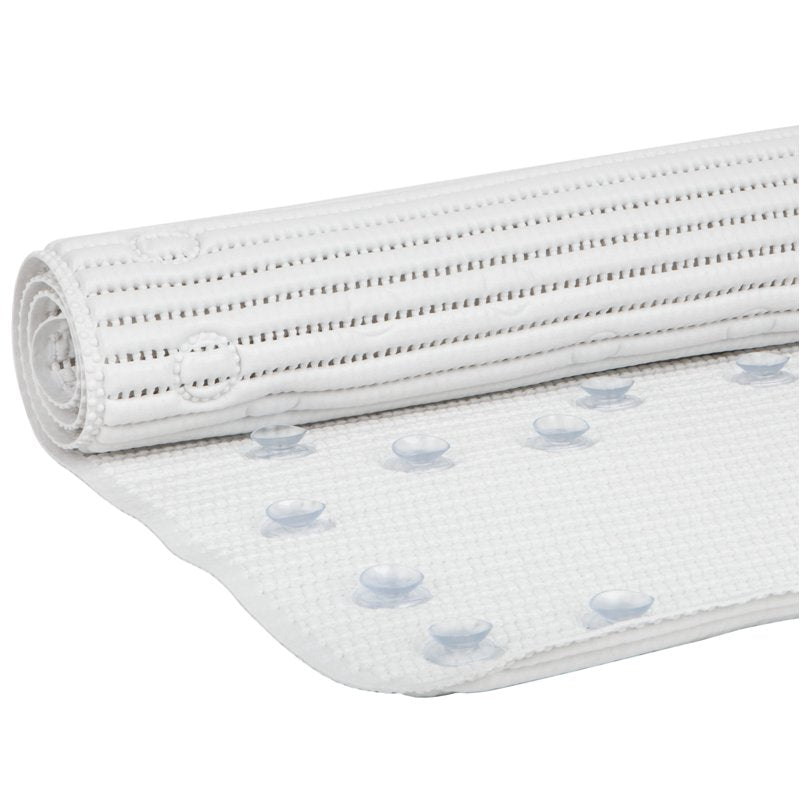 White Cushioned Bathtub Mat with Suction Cups - 17 x 36 Inches - Variation of THIS listing