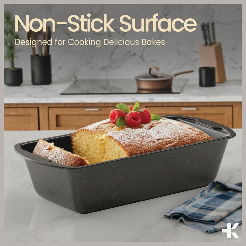 Nonstick Carbon Steel Loaf Pan - 11" Baking Tray, Gray Marble