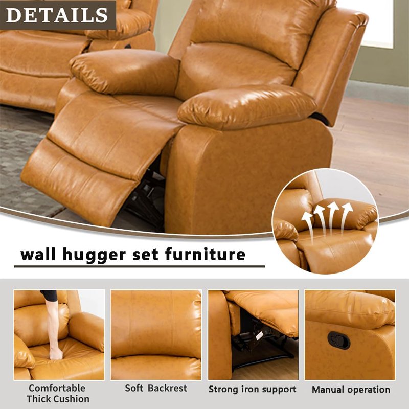 Overstuffed Vegan Leather Recliner Chair - Blue