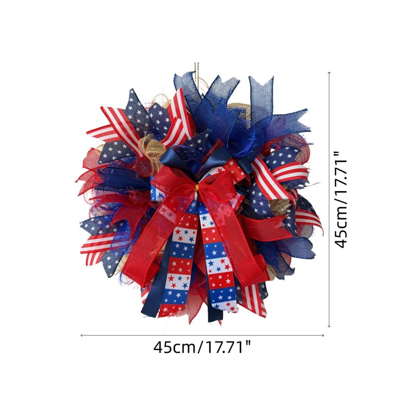 Patriotic 4th of July Wreath with Red White Blue Flowers - Variation Z0I