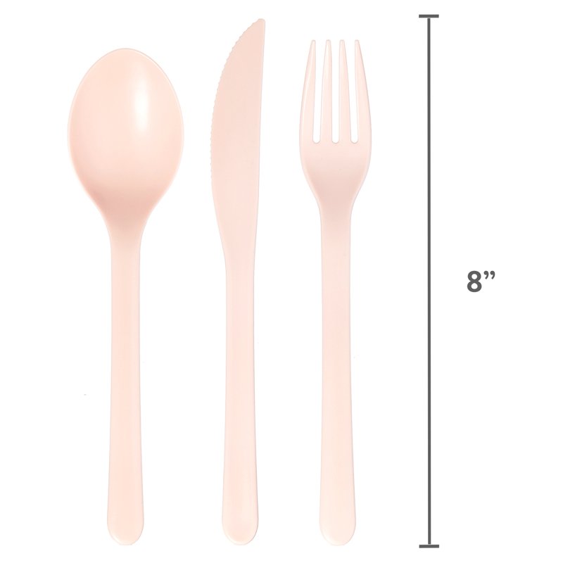 Eco-Friendly Blush Pink 3-Piece Flatware Set - 3 Pack