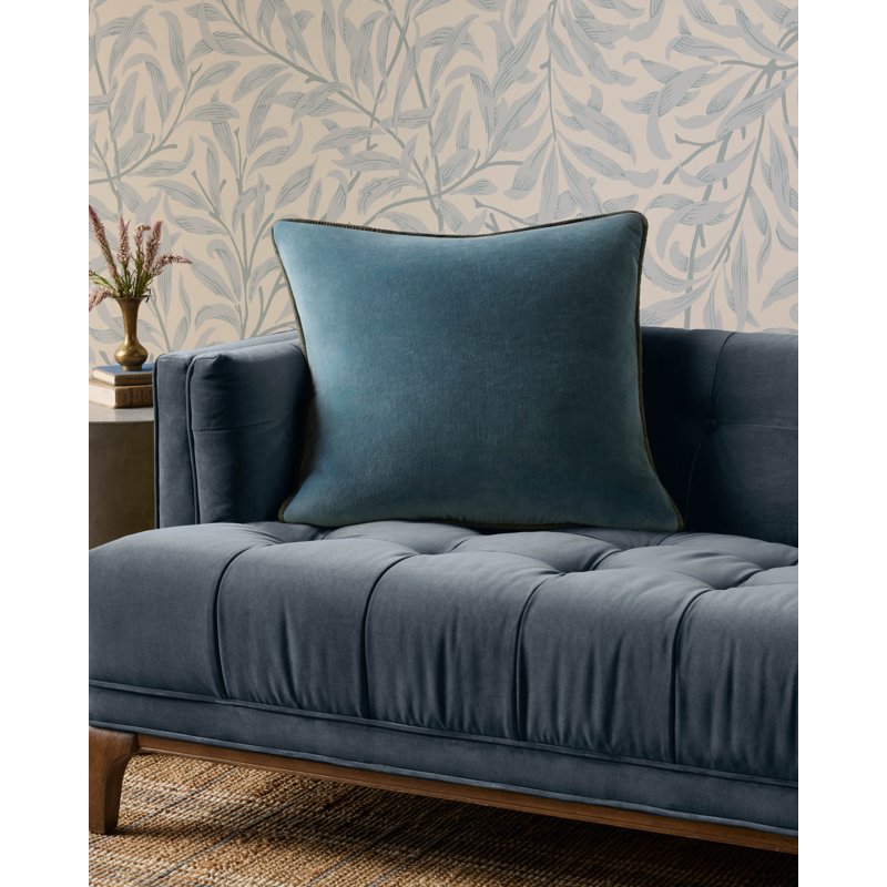 Blue Velvet Throw Pillow 22x22 Inches - Decorative Cushion for Living Room & Bedroom