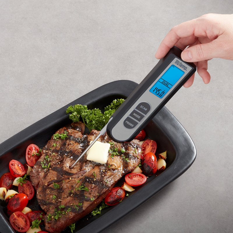 Infrared Digital Thermometer with Meat Probe - Gray