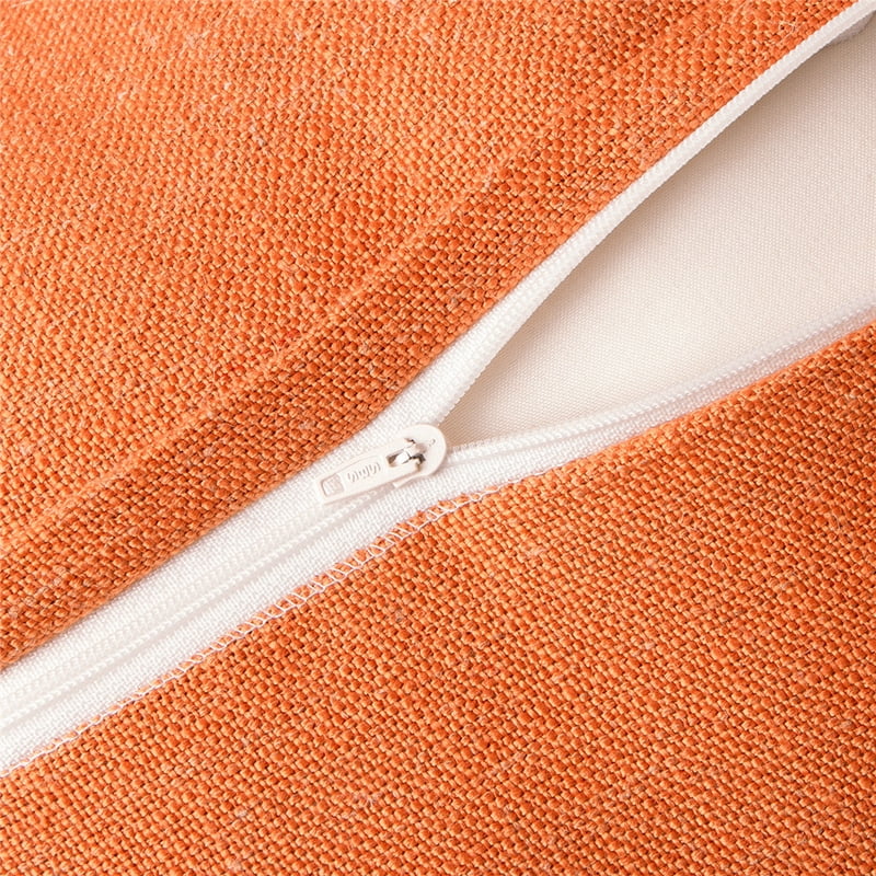 18x18 Inch Linen Tassel Throw Pillow - Farmhouse Decor, Orange - 1 Pack