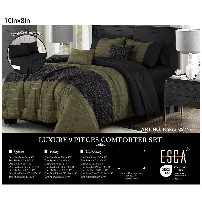 Queen Size Embroidered Comforter Set with Sheets – 9-Piece Bedroom Bedding