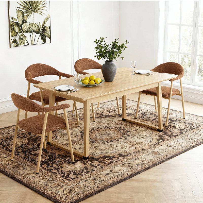 Modern Upholstered Dining Chairs Set of 2 - Ergonomic Padded Seats, Orange