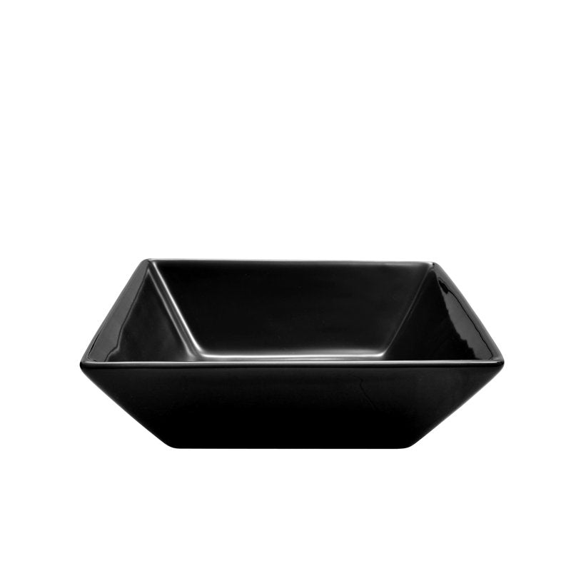 16-Piece Stoneware Dinnerware Set - Black Square Plates & Mugs