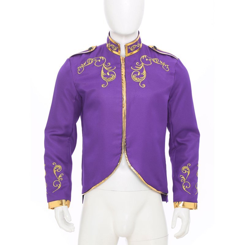 Men's Medieval Royal Palace Prince Costume Victorian Coat Purple L - Embroidered Renaissance Clothing