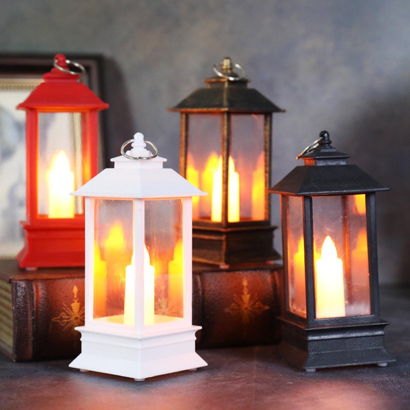 Black Indoor & Outdoor Lantern with Waterproof Candle - Decorative Hanging Lantern for Porch & Patio - Todaioua
