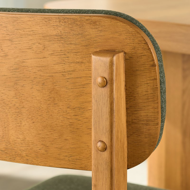 Juliet Dining Chairs Set - Light Honey & Olive Green, 2 Pack