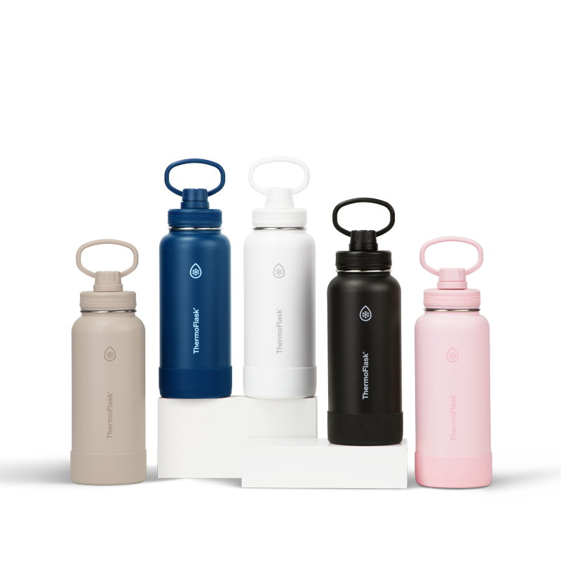 Insulated Stainless Steel Water Bottle with Leakproof Lid - 32 oz, Black